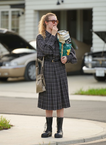 sheer wool check pleated skirt pants 詳細画像 Brown 6