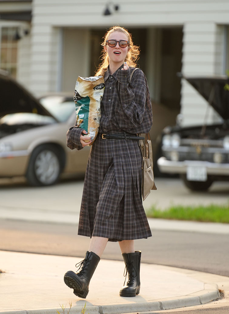 sheer wool check pleated skirt pants 詳細画像 Brown 4