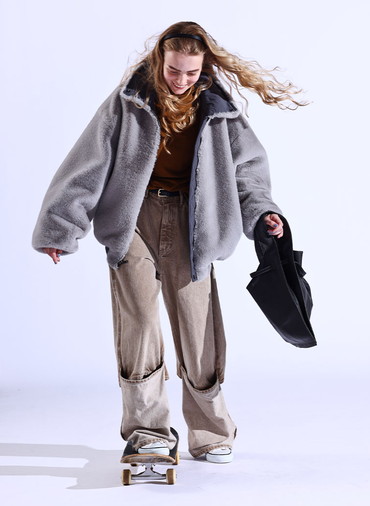 double-end fur× taffeta B-15 blouson 詳細画像 Gray 10