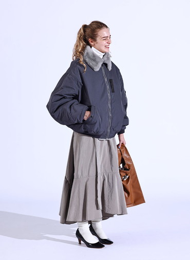 double-end fur× taffeta B-15 blouson 詳細画像 Gray 5