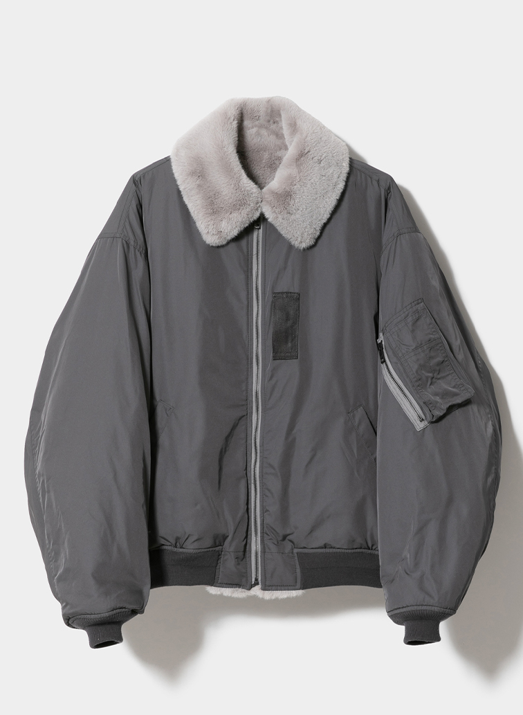 double-end fur× taffeta B-15 blouson 詳細画像 Gray 1