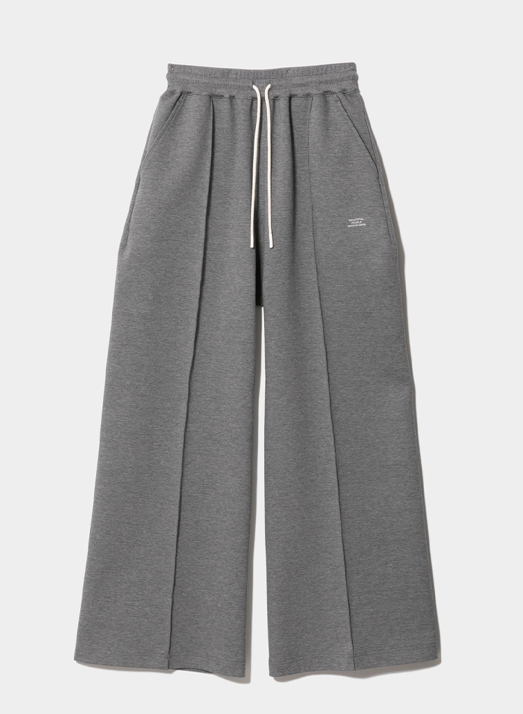 compact double jersey wide straight pants 詳細画像 Gray 1