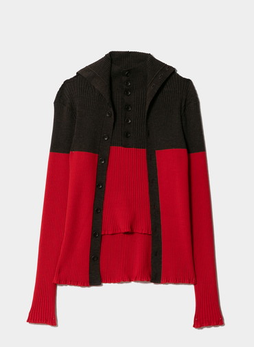 double-front woolrib knitted cardigan 詳細画像 Blue 4