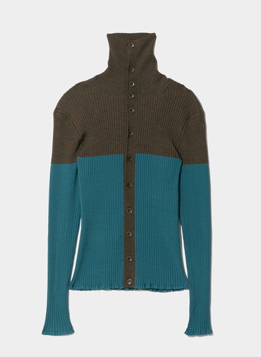 double-front woolrib knitted cardigan