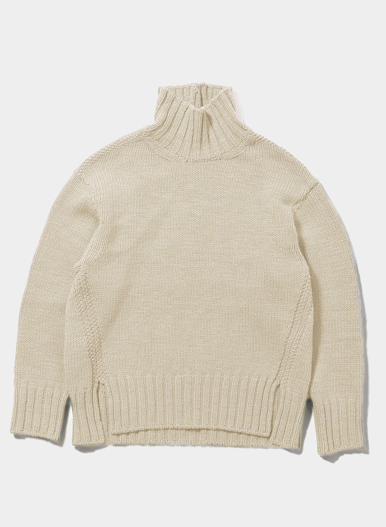 felt yarn knitted high neck pullover 詳細画像 Ecru 1