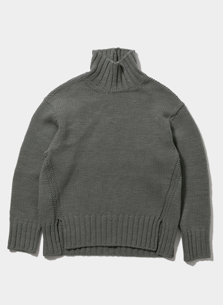 felt yarn knitted high neck pullover 詳細画像 Blue Gray 1