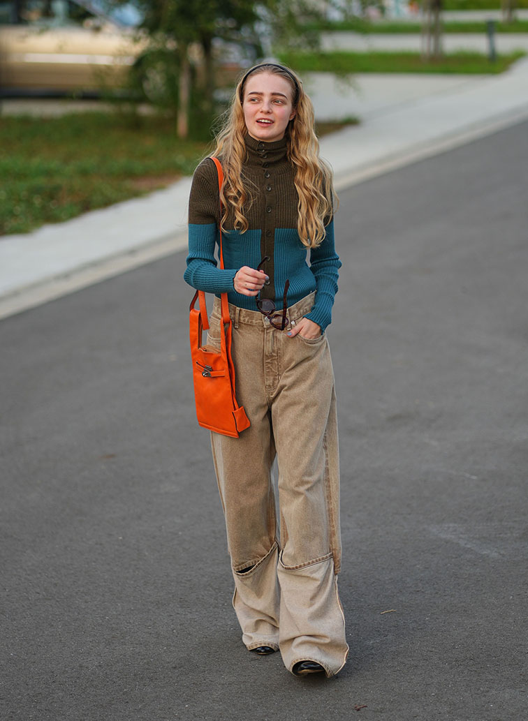 market shoulder bag in shrink leather 詳細画像 Orange 2