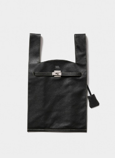 large market bag in shrink leather 詳細画像 Gray Beige 1