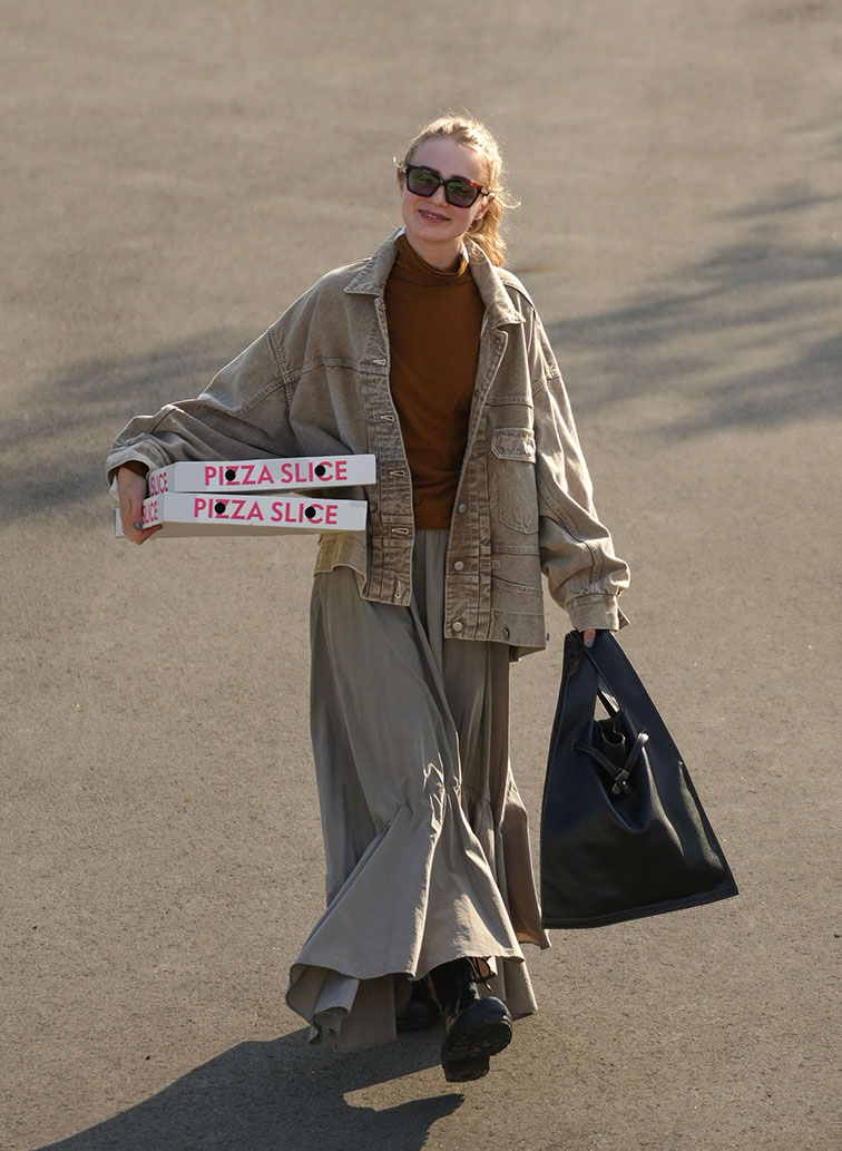 large market bag in shrink leather 詳細画像 Black 2