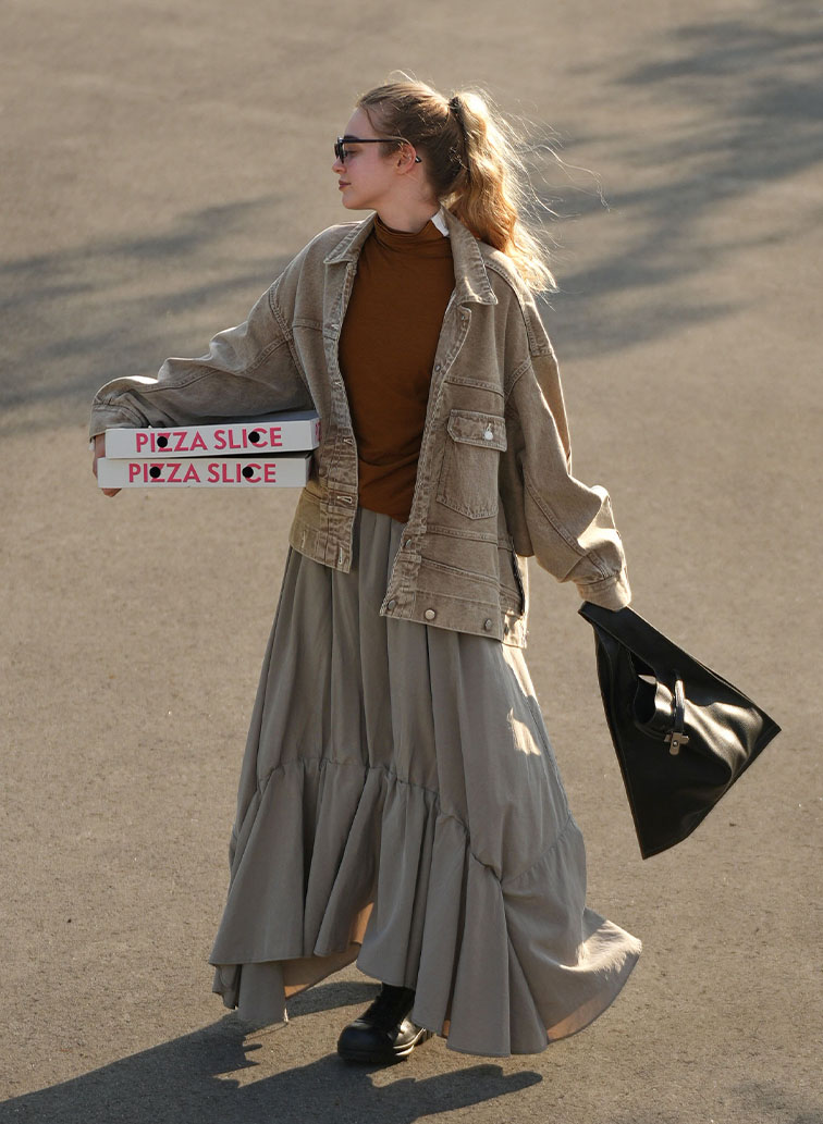 large market bag in shrink leather 詳細画像 Black 3