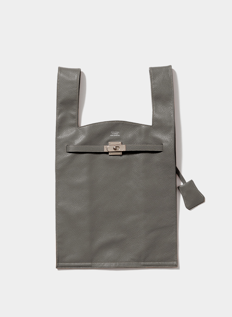 large market bag in shrink leather 詳細画像 Gray 1