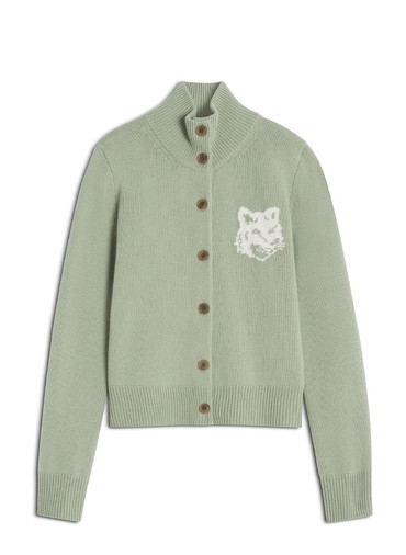 FOX HEAD INTARSIA MERINO HIGH NECK CARDIGAN 詳細画像 Green 1