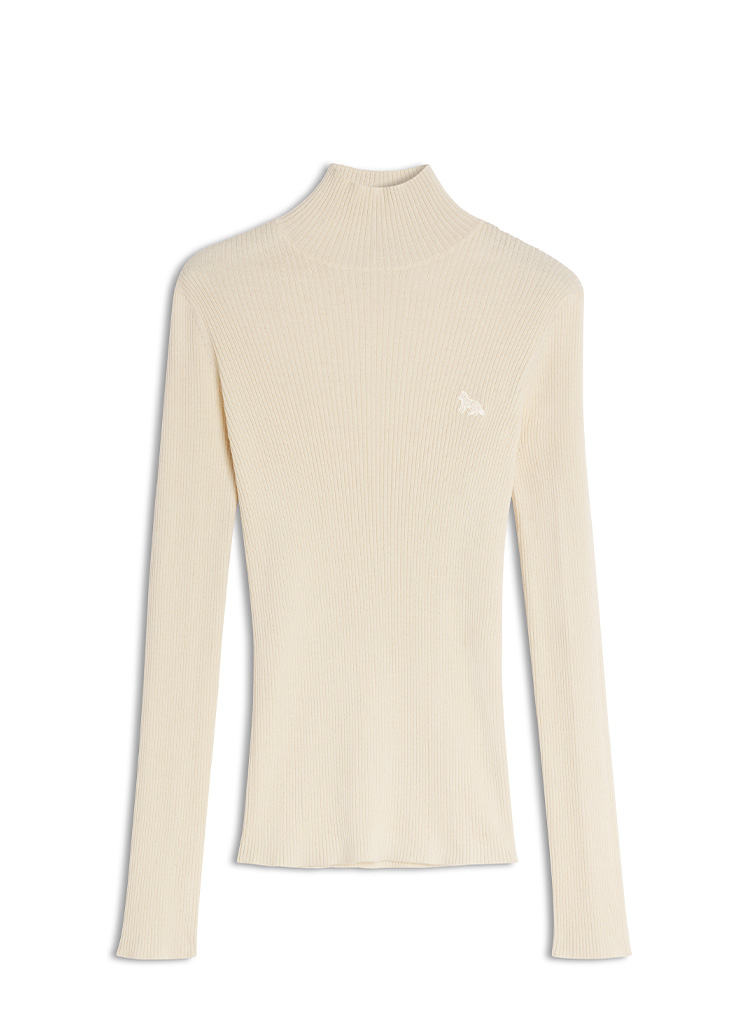 BABY FOX FINE WOOL RIB TURTLENECK JUMPER 詳細画像 White 1