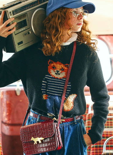 DRESSED FOX INTARSIA WOOL JUMPER 詳細画像 Black 1
