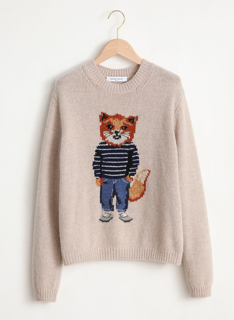 DRESSED FOX INTARSIA WOOL JUMPER 詳細画像 Beige 1