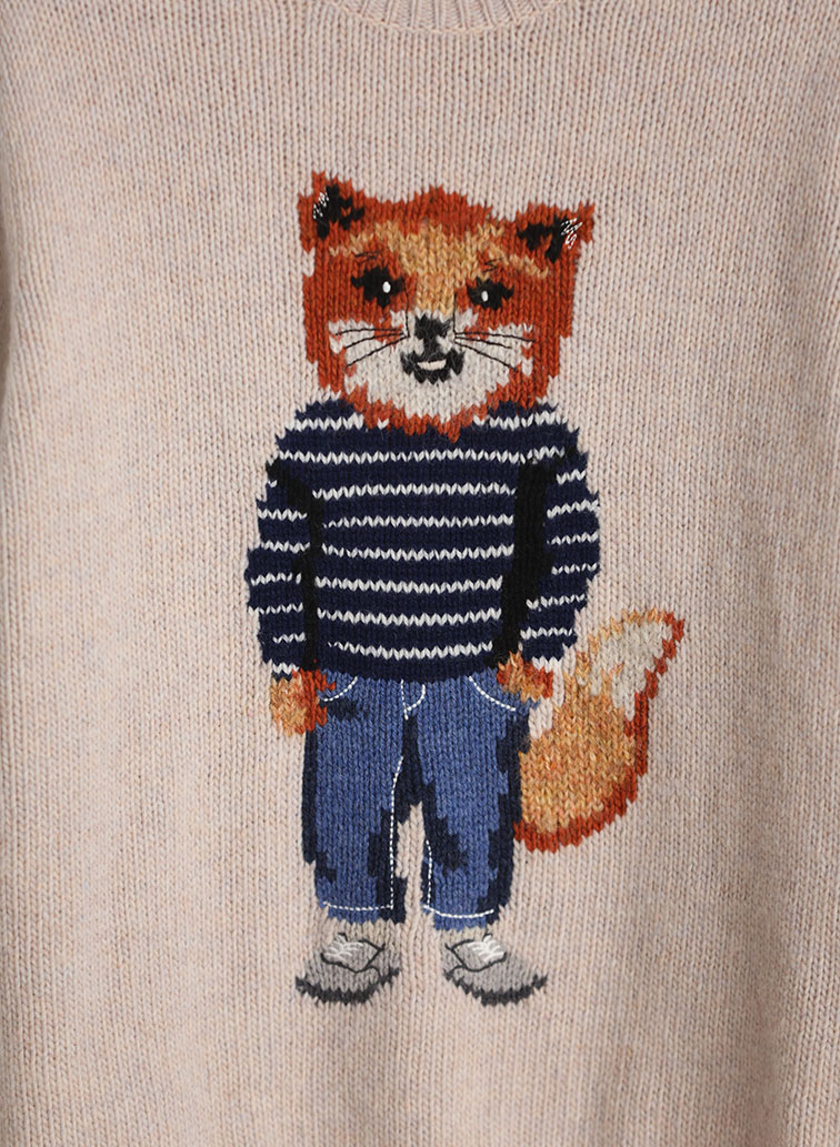 DRESSED FOX INTARSIA WOOL JUMPER 詳細画像 Beige 5