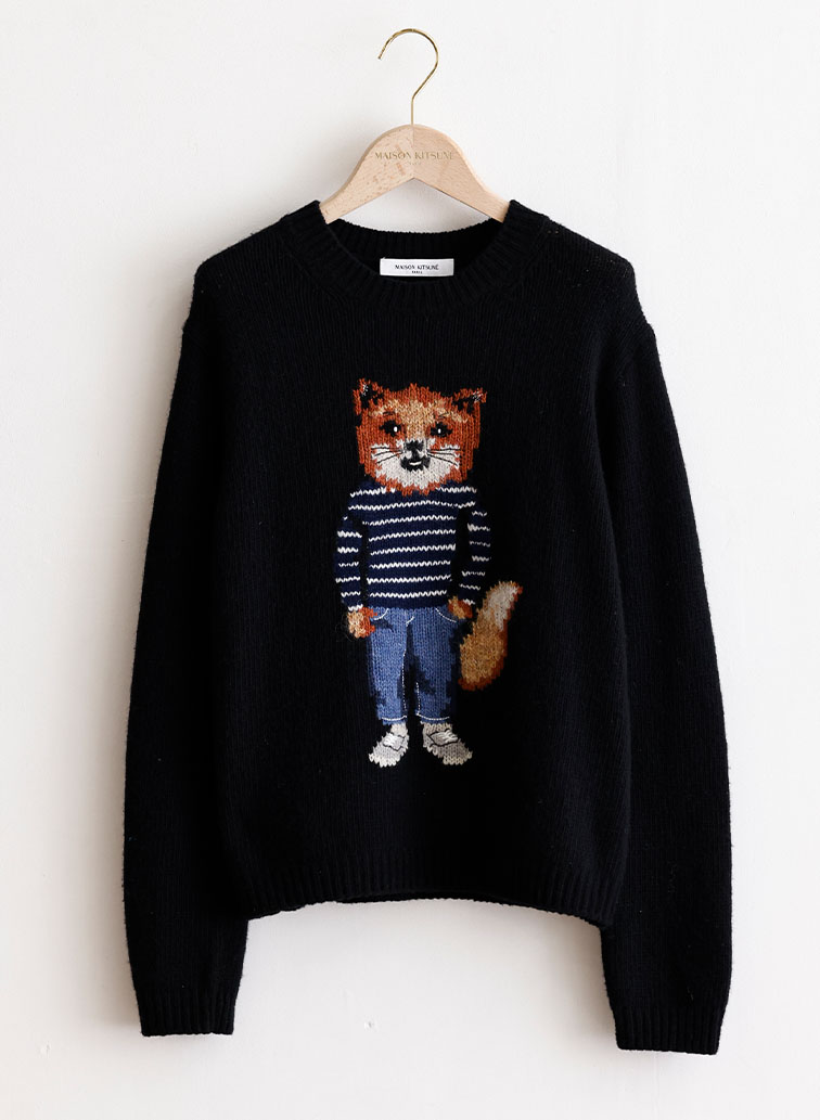 DRESSED FOX INTARSIA WOOL JUMPER 詳細画像 Beige 6