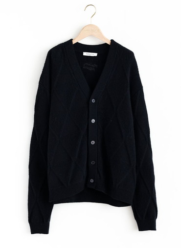 TEXTURED WOOL ARGYLE CARDIGAN 詳細画像 Black 1