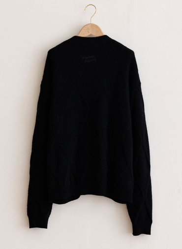 TEXTURED WOOL ARGYLE CARDIGAN 詳細画像 Black 2