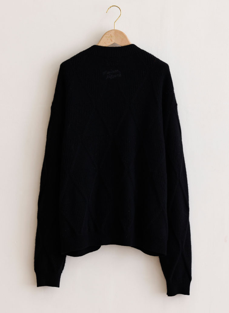 TEXTURED WOOL ARGYLE CARDIGAN 詳細画像 Black 2