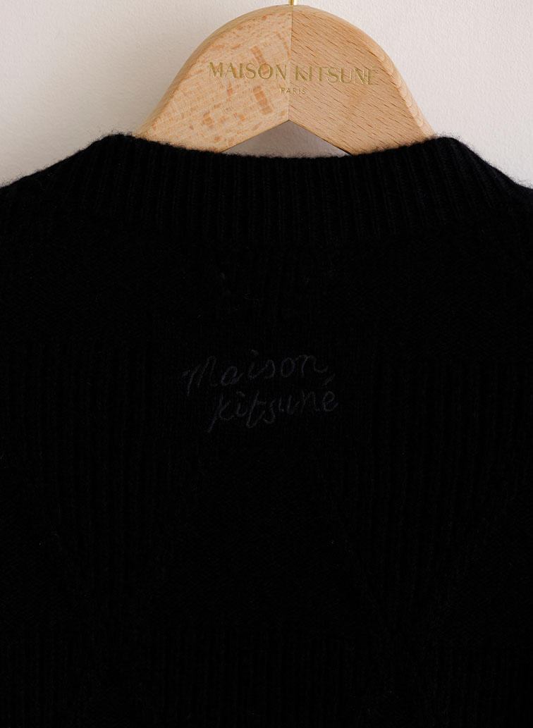TEXTURED WOOL ARGYLE CARDIGAN 詳細画像 Black 4