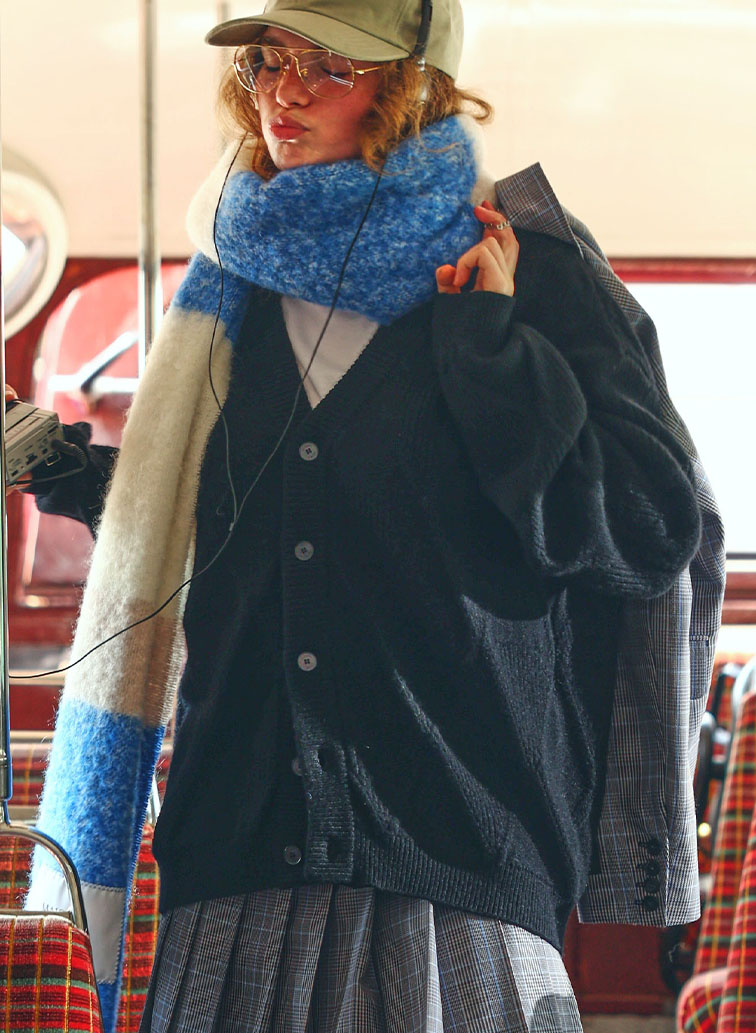 TEXTURED WOOL ARGYLE CARDIGAN 詳細画像 Black 1