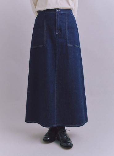 Organic Cotton Denim ベイカースカート 詳細画像 Navy 1