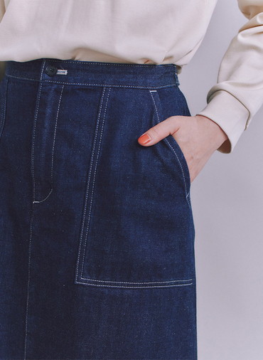 Organic Cotton Denim ベイカースカート 詳細画像 Navy 4