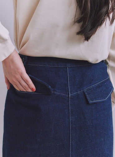 Organic Cotton Denim ベイカースカート 詳細画像 Navy 5