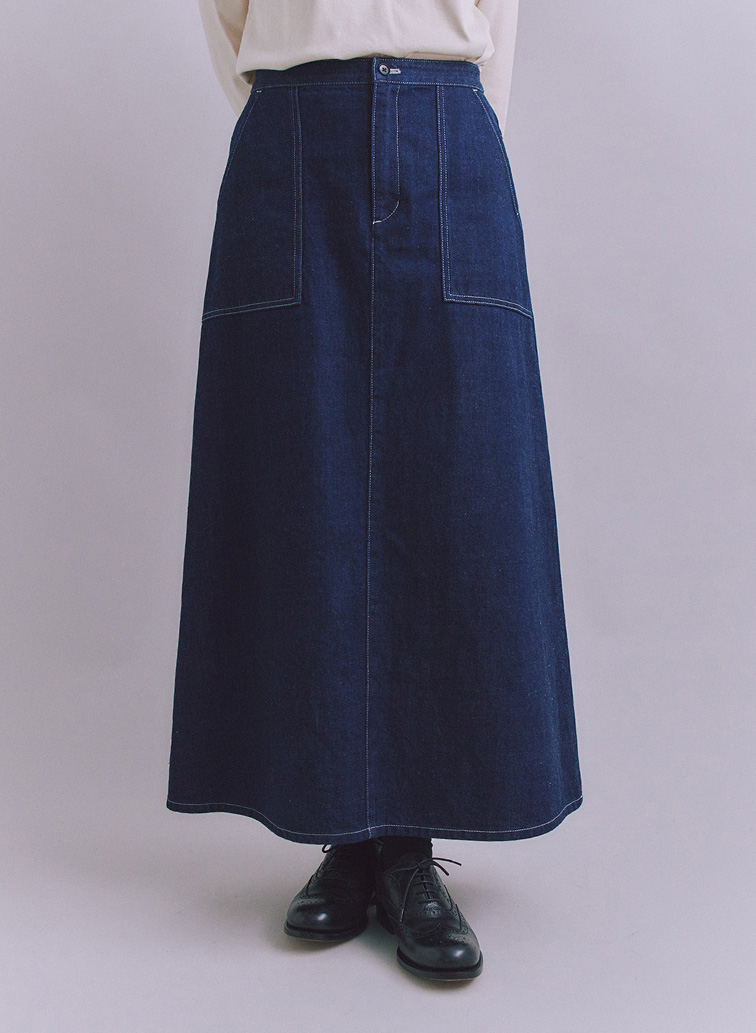 Organic Cotton Denim ベイカースカート 詳細画像 Navy 1