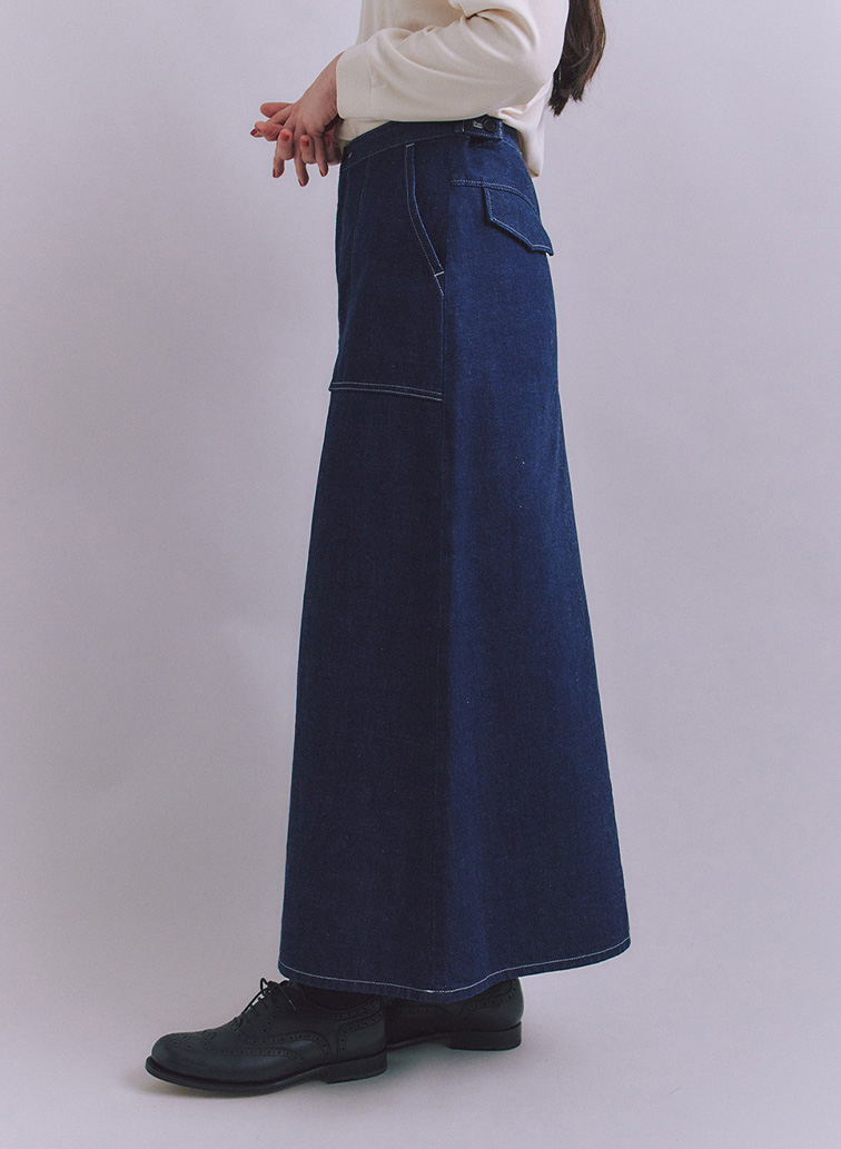Organic Cotton Denim ベイカースカート 詳細画像 Navy 2