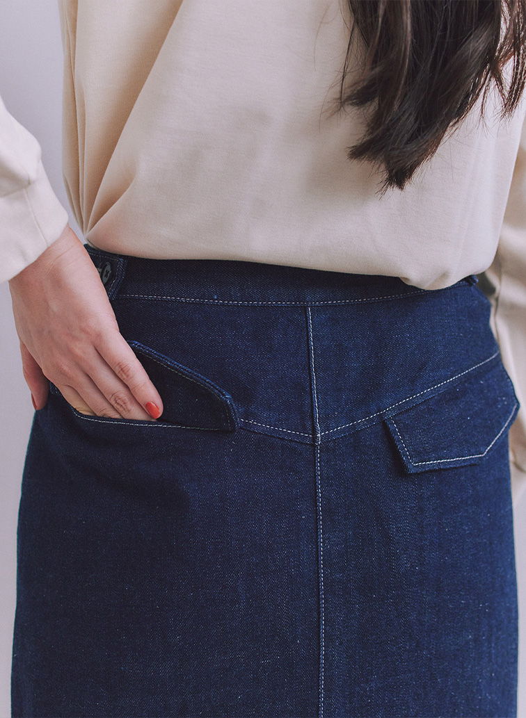 Organic Cotton Denim ベイカースカート 詳細画像 Navy 5
