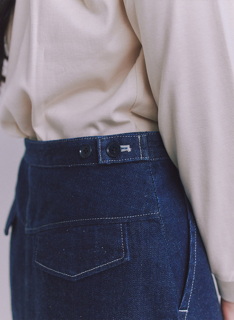 Organic Cotton Denim ベイカースカート 詳細画像 Navy 6