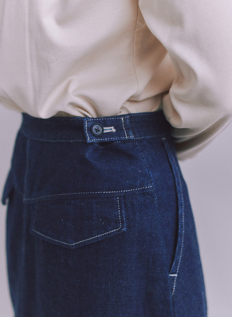 Organic Cotton Denim ベイカースカート 詳細画像 Navy 7