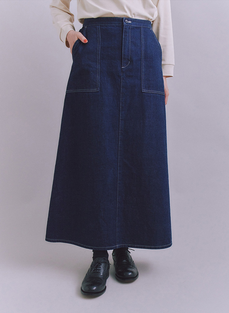 Organic Cotton Denim ベイカースカート 詳細画像 Navy 1