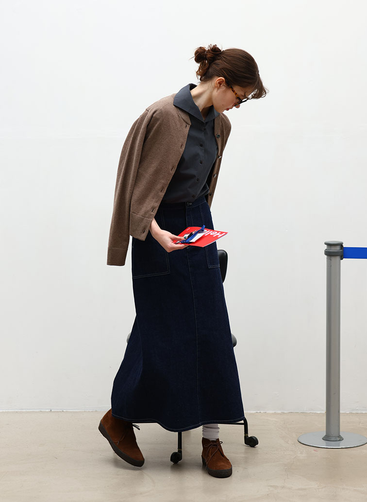 Organic Cotton Denim ベイカースカート 詳細画像 Navy 5