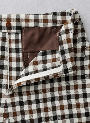 【ウォッシャブル】Woolish Block Check ダブルテーパードパンツ 詳細画像 Black 6