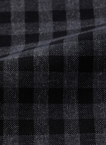 【ウォッシャブル】Woolish Block Check ダブルテーパードパンツ 詳細画像 Black 8