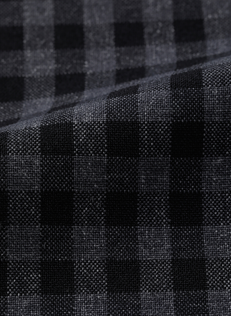 【ウォッシャブル】Woolish Block Check ダブルテーパードパンツ 詳細画像 Black 8