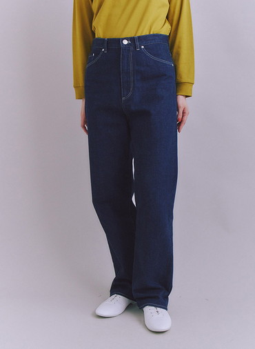Organic Cotton Denim ジャストウエストパンツ 詳細画像 Navy 1