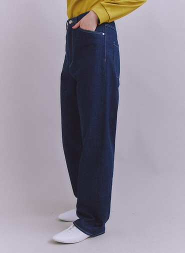 Organic Cotton Denim ジャストウエストパンツ 詳細画像 Navy 2