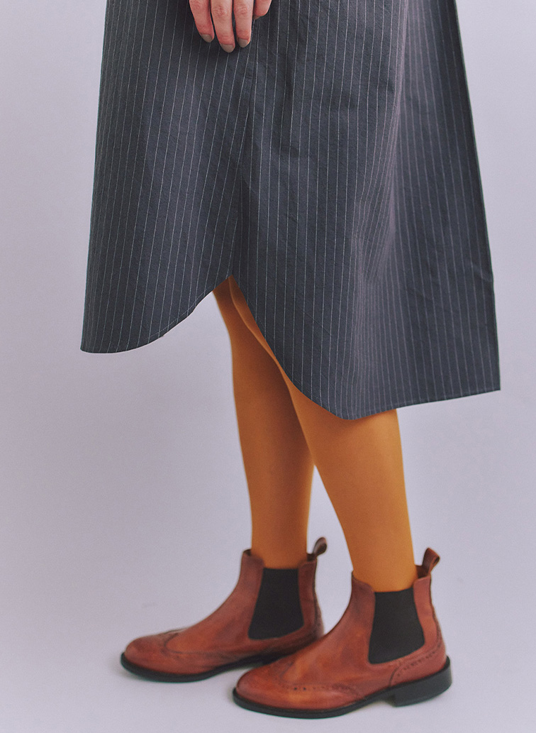 Cotton Linen Pin Stripe ポケットロングシャツドレス 詳細画像 Dark Gray 8