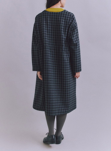 【ウォッシャブル】Woolish Block Check リボンドロストドレス 詳細画像 Black 5