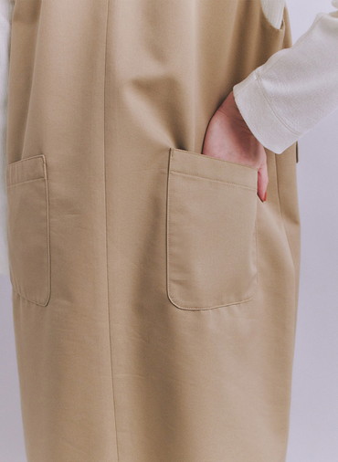 Coated Cotton Poly Twill ハーフムーンポケットドレス 詳細画像 Black 7