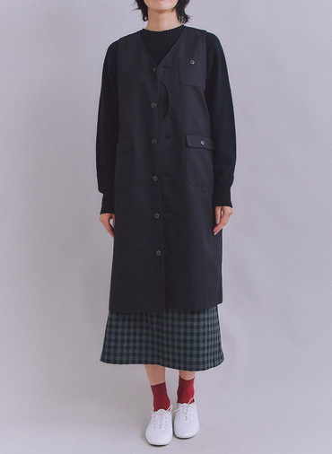 Coated Cotton Poly Twill ハーフムーンポケットドレス