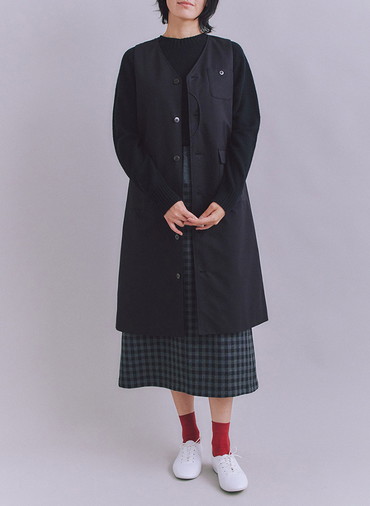 Coated Cotton Poly Twill ハーフムーンポケットドレス 詳細画像 Black 3