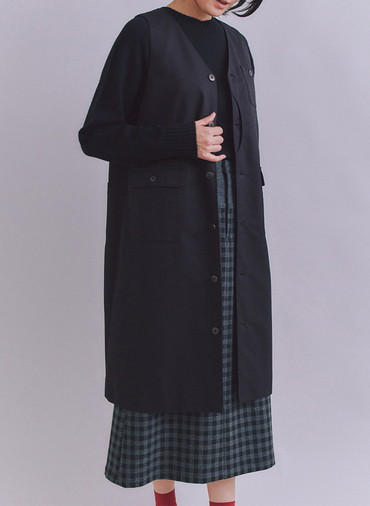 Coated Cotton Poly Twill ハーフムーンポケットドレス 詳細画像 Black 4