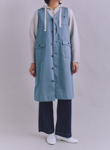Coated Cotton Poly Twill ハーフムーンポケットドレス