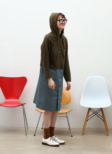 Coated Cotton Poly Twill ハーフムーンポケットドレス 詳細画像 Blue 2