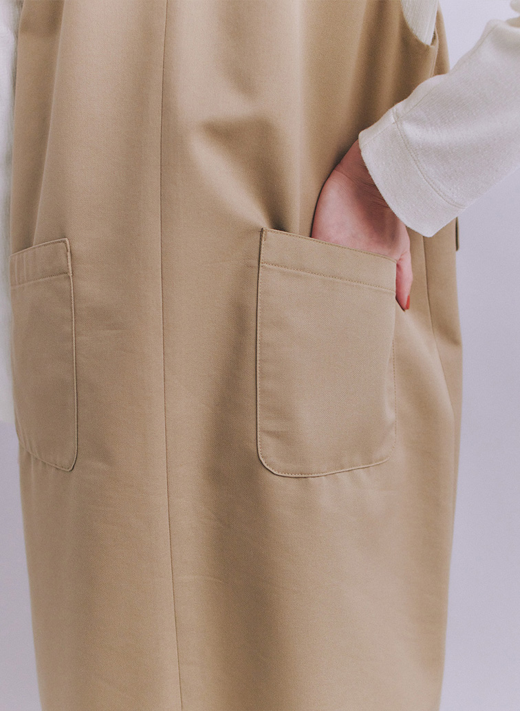 Coated Cotton Poly Twill ハーフムーンポケットドレス 詳細画像 Black 7